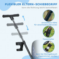 6-in-1 Kinderdreirad mit Schiebestange, Dach, Gurt, Ablagekorb, für 1-5 Jahre, Dunkelblau