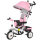 6-in-1 Kinderdreirad mit Schiebestange, Dach, Gurt, Ablagekorb, für 1-5 Jahre, Rosa