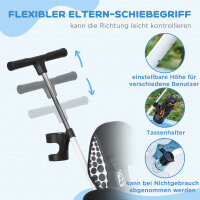 6-in-1 Kinderdreirad mit Schiebestange, Dach, Gurt, Ablagekorb, für 1-5 Jahre, Weiß