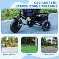 Kinder-Dreirad, Kinderfahrrad, Rückenkorb, Becherhalter, Sonnendach, Metall, dunkelblau