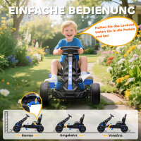 Gokart mit Pedalen, Tretauto für Kinder mit Bremse, rutschfeste Räder, Metallrahmen, 3-6 Jahre, Blau