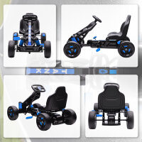 Gokart mit Pedalen, Tretauto für Kinder mit Bremse, rutschfeste Räder, Metallrahmen, 3-6 Jahre, blau
