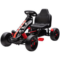 Gokart mit Pedalen, Tretauto für Kinder mit Bremse, rutschfeste Räder, Metallrahmen, 3-6 Jahre, Rot