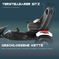 Gokart, Tretauto mit verstellbarem Sitz, Bremse, Pedalantrieb, Tretfahrzeug mit Vor- und Rückwärtsgang, Kinderfahrzeug bis 35 kg belastbar, für Kinder 3-6 Jahre Weiß