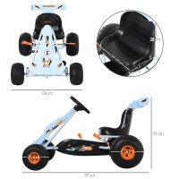 Gokart Tretauto mit Handbremse, verstellbarem Sitz, Pedal, Vor- und Rückwärtsgang, Kettcar Tretfahrzeug Kinderfahrzeug Kinderspielzeug Pedal-Gokart für Kinder ab 3 Jahren Hellblau