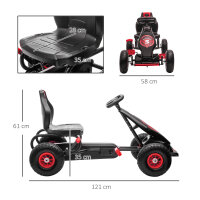 Kinder-Gokart, mit Pedalen, verstellbarem Sitz, In- und Outdoor, ab 5 Jahren, Rot+schwarz, 121 x 58 x 61 cm