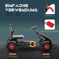 Kinder-Gokart, mit Pedalen, verstellbarem Sitz, In- und Outdoor, ab 5 Jahren, Rot+schwarz, 121 x 58 x 61 cm