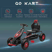 Kinder-Gokart, mit Pedalen, verstellbarem Sitz, In- und Outdoor, ab 5 Jahren, Rot+schwarz, 121 x 58 x 61 cm