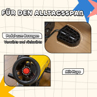 Trettraktor mit Anhänger, Werkzeug, Hupe, für Kinder ab 3 J., Metallrahmen, schwarz-gelb, 133 x 42 x 51 cm