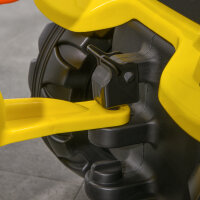 Trettraktor mit Anhänger, Werkzeug, Hupe, für Kinder ab 3 J., Metallrahmen, schwarz-gelb, 133 x 42 x 51 cm