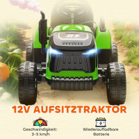 Elektrischer Kindertraktor, Aufsitz-Traktor mit Fernbedienung, Soft-Start, für Kinder im Alter von 3-8 Jahren, Grün