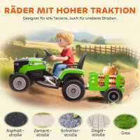 Elektrischer Kindertraktor, Aufsitz-Traktor mit Fernbedienung, Soft-Start, für Kinder im Alter von 3-8 Jahren, Grün