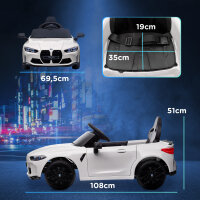 Elektro Kinderauto BMW M4, Sound & Licht, 3-5 km/h, inkl. Fernsteuerung, für 3-5 Jahre, weiß