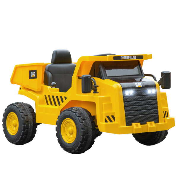 Elektro-Kinderbagger, Caterpillar Kipplaster, 3-5 km/h, mit Fernsteuerung, 3-6 Jahre, gelb