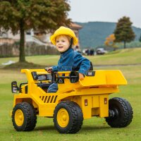 Elektro-Kinderbagger, Caterpillar Kipplaster, 3-5 km/h, mit Fernsteuerung, 3-6 Jahre, Gelb