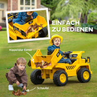 Elektro-Kinderbagger, Caterpillar Kipplaster, 3-5 km/h, mit Fernsteuerung, 3-6 Jahre, gelb