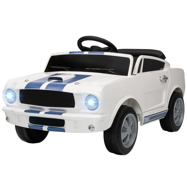Kinder Elektroauto 12V Kinderauto mit 2,4 GHz Fernbedienung, 2 Motor Hupe, LED, Musik Weiß