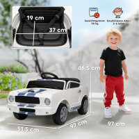 Kinder Elektroauto 12V Kinderauto mit 2,4 GHz Fernbedienung, 2 Motor Hupe, LED, Musik Weiß
