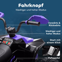 Kinder-Elektro-Quad, 24V Elektro-Fahrzeug mit 4 Rädern, Scheinwerfer, USB-Anschluss, MP3-Funktion, 6,5 km/h, 3-8 Jahre
