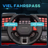 Kinder-Elektroauto mit sanfter Federung, fernsteuerbar, LED-Lichter, Hupe, 12V-Motoren, aus Kunststoff und Metall, Rot