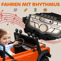 Kinder-Elektroauto, 12V Batterie-Betrieb, Fernbedienung, Musik-Funktion, Hupe, LED-Lichter, orange