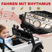 Kinder-Elektroauto, 12V Batterie-Betrieb, Fernbedienung, Musik-Funktion, Hupe, LED-Lichter, Weiß