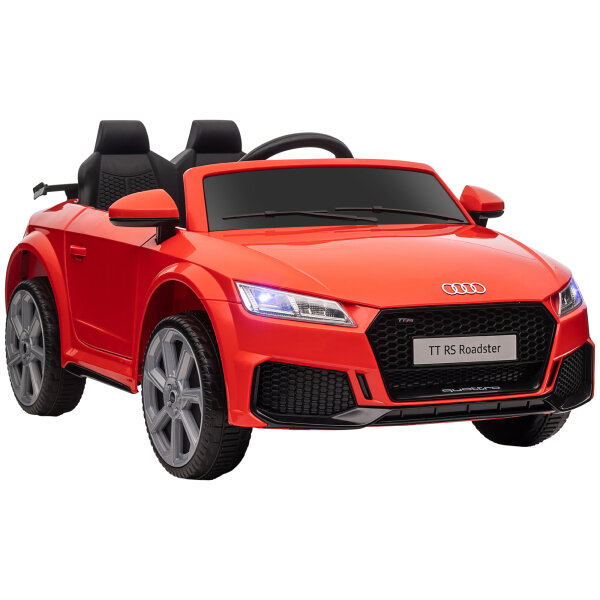 Audi Kinder Elektroauto 12V mit 2,4G Fernbedienung, Musik, Hupe, Elektrofahrzeug mit LED-Leuchte, USB/MP3-Anschluss, Rückwärtsfunktion, für Kinder 3-5 Jahre, Rot