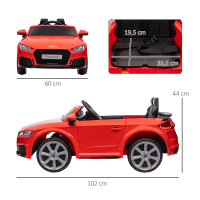Audi Kinder Elektroauto 12V mit 2,4G Fernbedienung, Musik, Hupe, Elektrofahrzeug mit LED-Leuchte, USB/MP3-Anschluss, Rückwärtsfunktion, für Kinder 3-5 Jahre, Rot