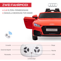 Audi Kinder Elektroauto 12V mit 2,4G Fernbedienung, Musik, Hupe, Elektrofahrzeug mit LED-Leuchte, USB/MP3-Anschluss, Rückwärtsfunktion, für Kinder 3-5 Jahre, Rot