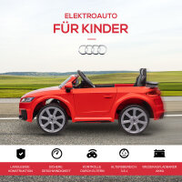 Audi Kinder Elektroauto 12V mit 2,4G Fernbedienung, Musik, Hupe, Elektrofahrzeug mit LED-Leuchte, USB/MP3-Anschluss, Rückwärtsfunktion, für Kinder 3-5 Jahre, Rot