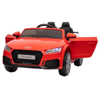 Audi Kinder Elektroauto 12V mit 2,4G Fernbedienung, Musik, Hupe, Elektrofahrzeug mit LED-Leuchte, USB/MP3-Anschluss, Rückwärtsfunktion, für Kinder 3-5 Jahre, Rot