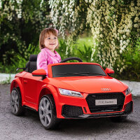 Audi Kinder Elektroauto 12V mit 2,4G Fernbedienung, Musik, Hupe, Elektrofahrzeug mit LED-Leuchte, USB/MP3-Anschluss, Rückwärtsfunktion, für Kinder 3-5 Jahre, rot