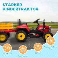 elektrischen Kinderauto, Kinder-Traktor, inkl. Eltern-Fernbedienung, max. Geschwindigkeit von 6 km/h; rot + schwarz