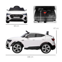 Elektro Kinderauto 12V Elektrofahrzeug Audi E-tron Elektroauto mit Fernbedienung, Sicherheitsgurt, Musik (MP3/USB/TF), Kinderfahrzeug für Kinder 3-5 Jahre, 3-5 km/h, Weiß