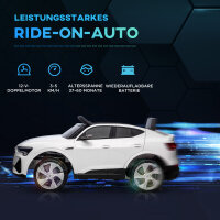 Elektro Kinderauto 12V Elektrofahrzeug Audi E-tron Elektroauto mit Fernbedienung, Sicherheitsgurt, Musik (MP3/USB/TF), Kinderfahrzeug für Kinder 3-5 Jahre, 3-5 km/h, Weiß