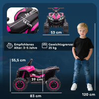 Elektro Kinderquad, 3-6 km/h, Licht/Musik, für 3-5 Jahre, bis 25kg, Rosa/Schwarz