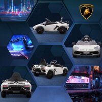 Elektro-Kinderauto, lizenzierter Lamborghini Aventador, Flügeltüren, Musik, Hupe, für 3-5 Jahre, Weiß