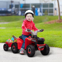 Elektro-Kinderquad mit Anhänger, 2,5 km/h, 50 Minuten Fahrtzeit, für 1,5 bis 3 Jahre, bis 25 kg, rot