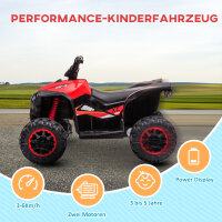 Elektro-Kinderquad, LED-Scheinwerfer, MP3-Player, Stoßdämpfer, ergonomischer Sitz, Rot+Schwarz
