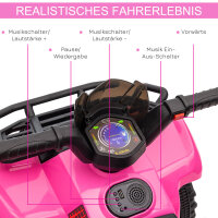 Kinder Quad Elektro 6V Kinderquad mit Vorwärtsfunktion, Musik, Elektro-Quad für Kinder 1,5-3 Jahre Rosa
