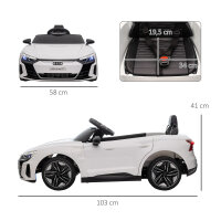 Kinder-Elektroauto Audi RS e-tron GT mit Sicherheitsgurt, Fernbedienung, Scheinwerfern, Musikfunktion, weiß, 103 x 58 x 41cm