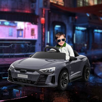 Kinder-Elektroauto mit Fernbedienung, Sicherheitsgurt, Hupe, Musik, Scheinwerfer, bis 5 km/h, 3-5 Jahre, Grau