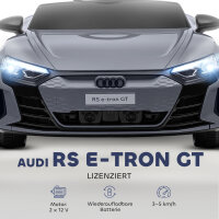 Kinder-Elektroauto mit Fernbedienung, Sicherheitsgurt, Hupe, Musik, Scheinwerfer, bis 5 km/h, 3-5 Jahre, Grau
