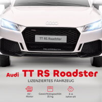 Kinderfahrzeug Audi TT RS Roadster, 3 km/h, Fernbedienung, LED, USB, weiß