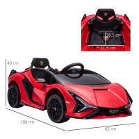 Kinderfahrzeug 12V 2 Fahrmodi Lamborghini SIAN SUV-Auto-Spielzeug Elektroauto mit Fernbedienung Musik(MP3/USB) Licht 37-60 Monate Metall Rot 108 x 62 x 40 cm