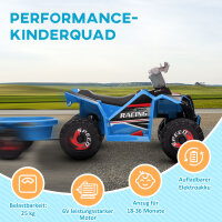 Kinderquad, aufladbar, 2,5 km/h, mit Anhänger, 50 Min. Fahrzeit, für Kinder 1,5 bis 3 Jahre, Blau
