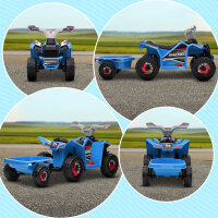 Kinderquad, aufladbar, 2,5 km/h, mit Anhänger, 50 Min. Fahrzeit, für Kinder 1,5 bis 3 Jahre, Blau