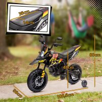 12V Kinder-Motorrad mit Stützrädern, LED-Lichtern, Musik, USB, Elektro-Motorrad für Jungen und Mädchen, Gelb