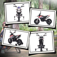 12V Kinder-Motorrad mit Stützrädern, LED-Lichtern, Musik, USB, Elektro-Motorrad für Jungen und Mädchen, Weiß