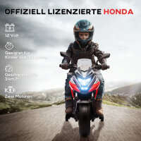 Elektro-Kindermotorrad, Honda, 3 km/h, Musik & Licht, 3-6 Jahre, bis 30 kg, Rot